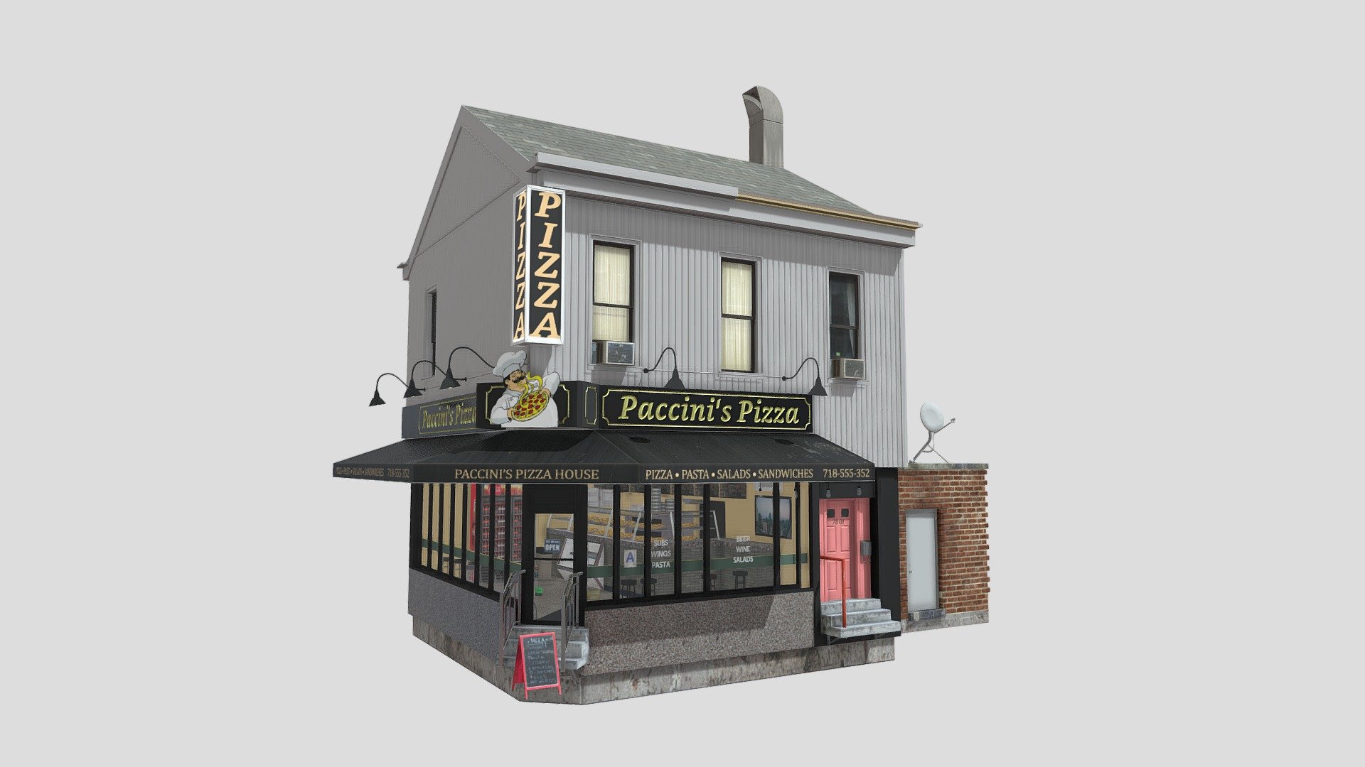 Modeled from a real pizzeria in Queens, NY - NYC Pizzeria - 3D model by Danny Behar (@djbehar) 3d model