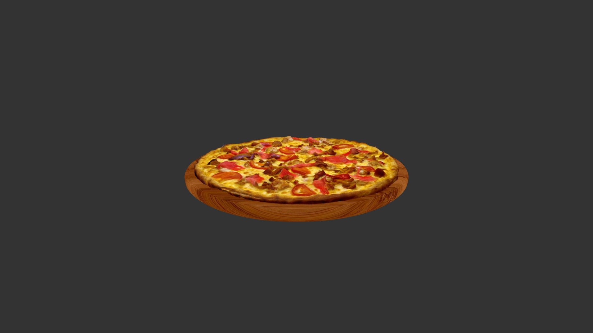 Mushrooms Tomato Meat Pizza - 3D model by alex.alexandrov.a 3d model