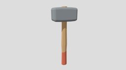 Low Poly Cartoon Sledgehammer hammer, heavy, equipment, sledgehammer, tool, nail, cartoon, lowpoly, low, poly, wood, stylized