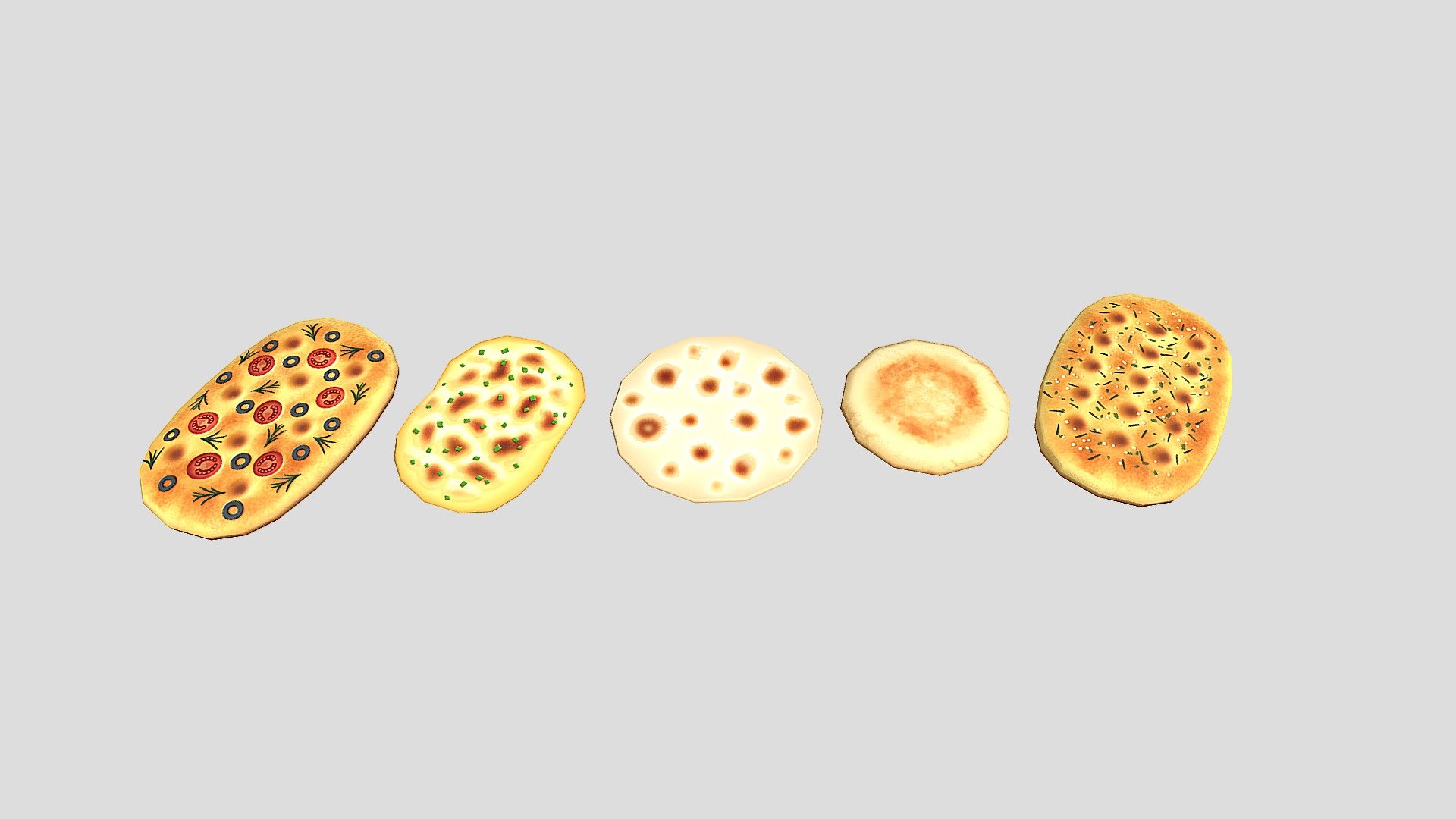 Focaccia - a traditional Italian flatbread or bread made from yeast, unleavened or rich dough 3d model