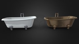 Low Poly Bath Tub bathroom, prop, bath, shower, toilet, tub, bathtub, 3d-model, game-asset, 3d-asset, game-props, 3d-props, low-poly, asset, game, art, low, poly, model, bath-tub, washroom-model
