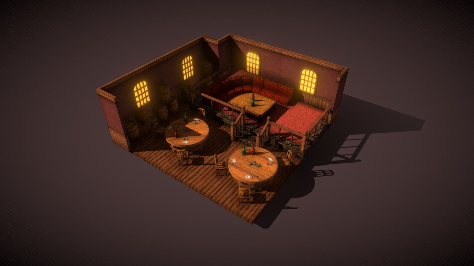 This is a 3D game environment done with just two texture atlas and with Maya 3d model