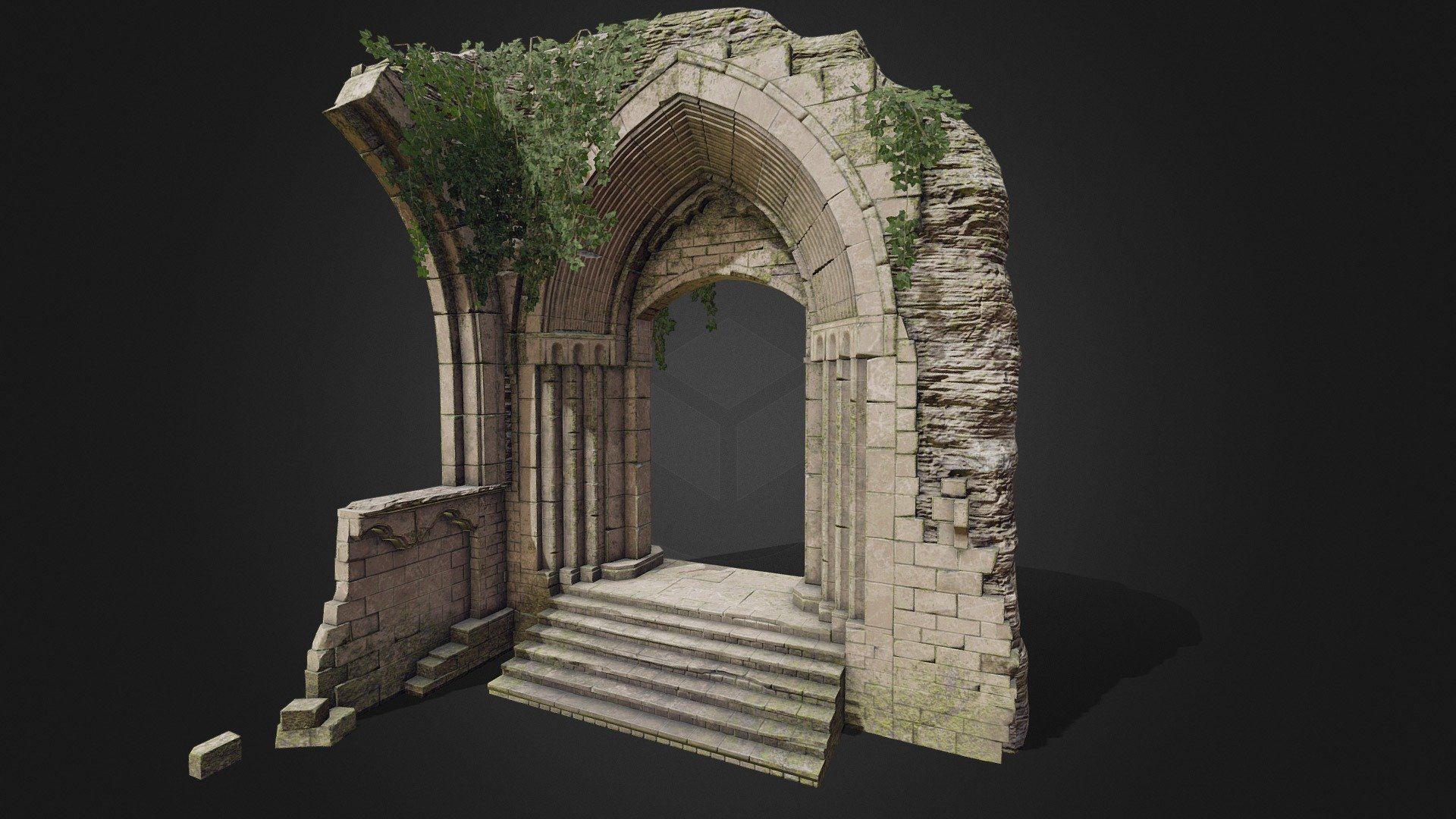 Overgrown version. Modelled &amp; Sculpted in Blender 2.79, textured in Substance Painter 2 &amp; Designer 5.

Cheers :) - Overgrown Archway - Buy Royalty Free 3D model by HGN 3d model