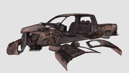destroyed car apocalyptic, post, destroyed, 009, am165, vehicle, car