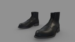 Mens Regency Shoes Boots leather, up, shoes, boots, ankle, realistic, real, mens, lace, metaverse, regency, pbr, low, poly, male, black
