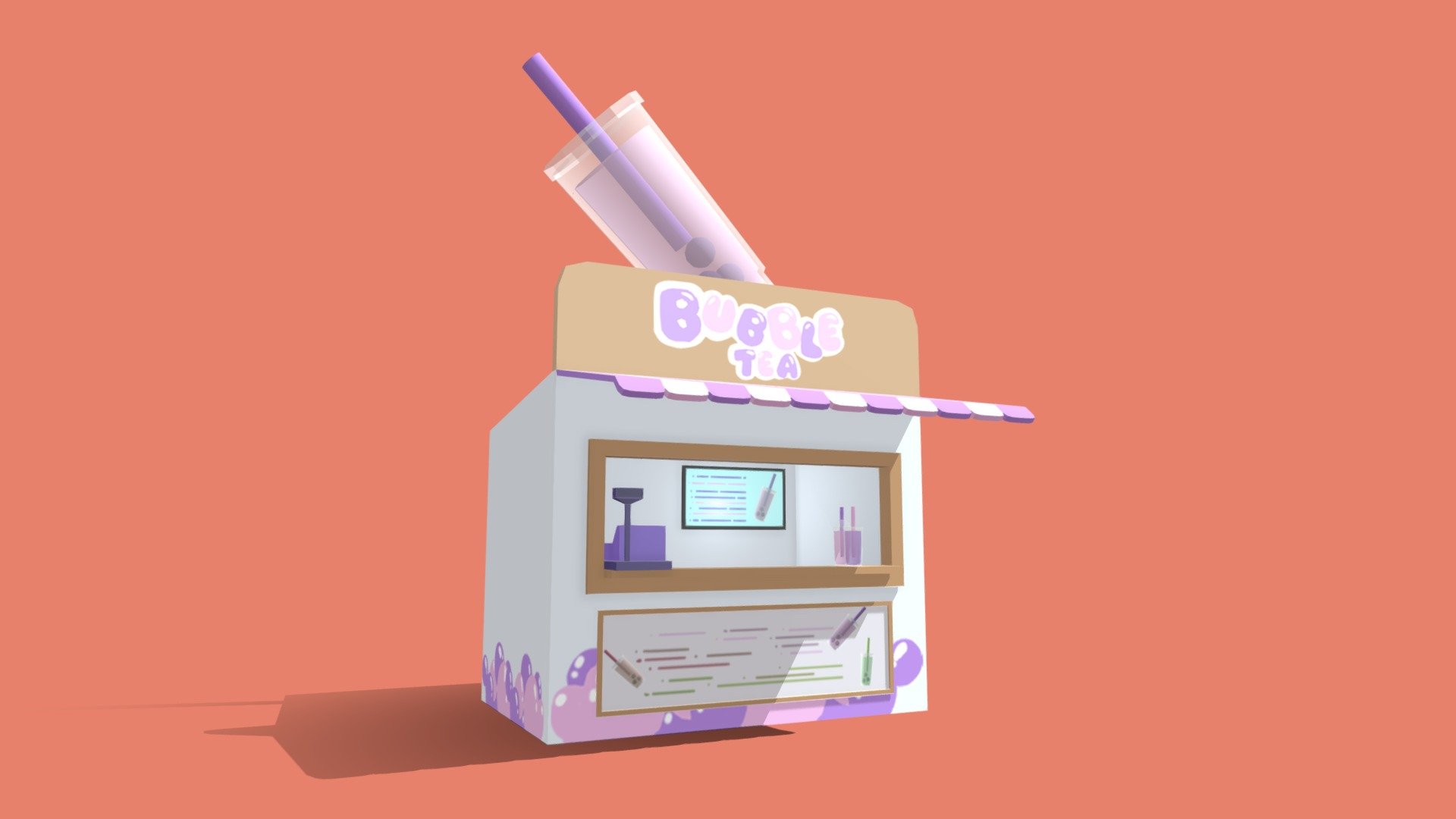 A bubble tea stand made for a uni assignment, as part of an outsourcing doc that was written by one of my peers 3d model