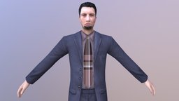 MAN 54 -WITH 250 ANIMATIONS suit, white, beard, coat, business, fbx, boss, realistic, professional, movie, mens, pimples, men, animations, business-man, business-suit, character, unity, cartoon, game, 3dsmax, blender, lowpoly, man, animated, human, male, black, highpoly