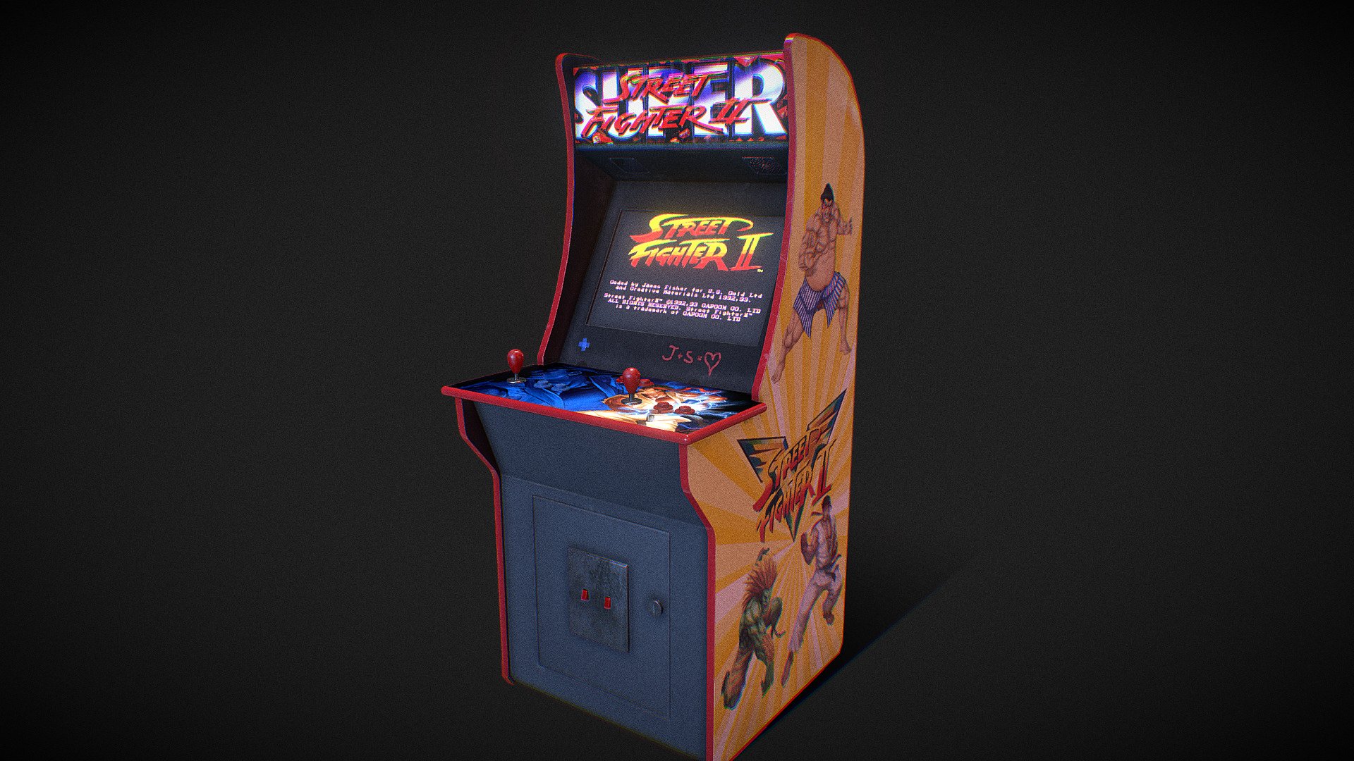 ready for game ngines - Arcade machine Street Fighter - Download Free 3D model by bvbwork510524 3d model