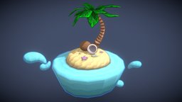 Hand Painted Stylized Coconut Palm Tree Island tree, plant, cute, 5, 4, palm, painted, unreal, shell, sand, leaf, seashell, water, beach, drop, engine, outline, coconut, colorful, palmtree, ue4, unrealengine, unrealengine4, cel, vibrant, godot, handpainted, unity, cartoon, asset, 3d, stylized, hand, droplet, ue5