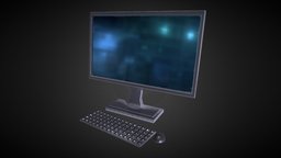 Desktop Computer office, computer, time, lcd, mouse, flat, monitor, electronics, desktop, obj, fbx, personal, real, desktop-pc-chassis-monitor-unit-display, office-equipment, blender, lowpoly, substance-painter, low, poly, home, cycles, keyboard