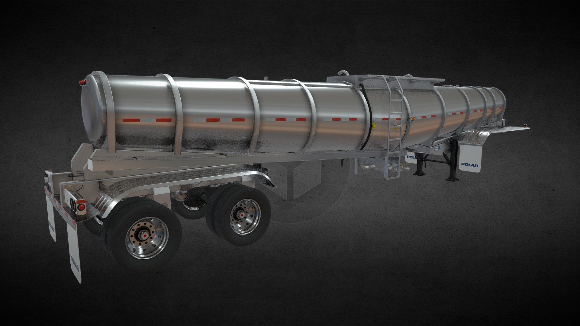 High-detailed 3D model of the 2020 Polar Deep Drop Trailer. Modeled in Blender 2.80 and Rendered in Cycles - 2020 Deep Drop PolarTank Trailer - 3D model by Habdorn 3d model