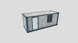 Office Container Low Poly office, base, time, portable, cabin, ready, window, handle, real, asset, game, pbr, low, poly, model, mobile, home, container, modular, door