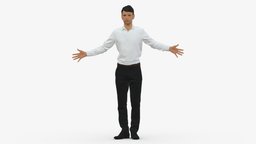 001291 man in white tshirt black pants hands style, white, tshirt, people, clothes, pants, miniatures, realistic, character, 3dprint, model, man, human, male, black