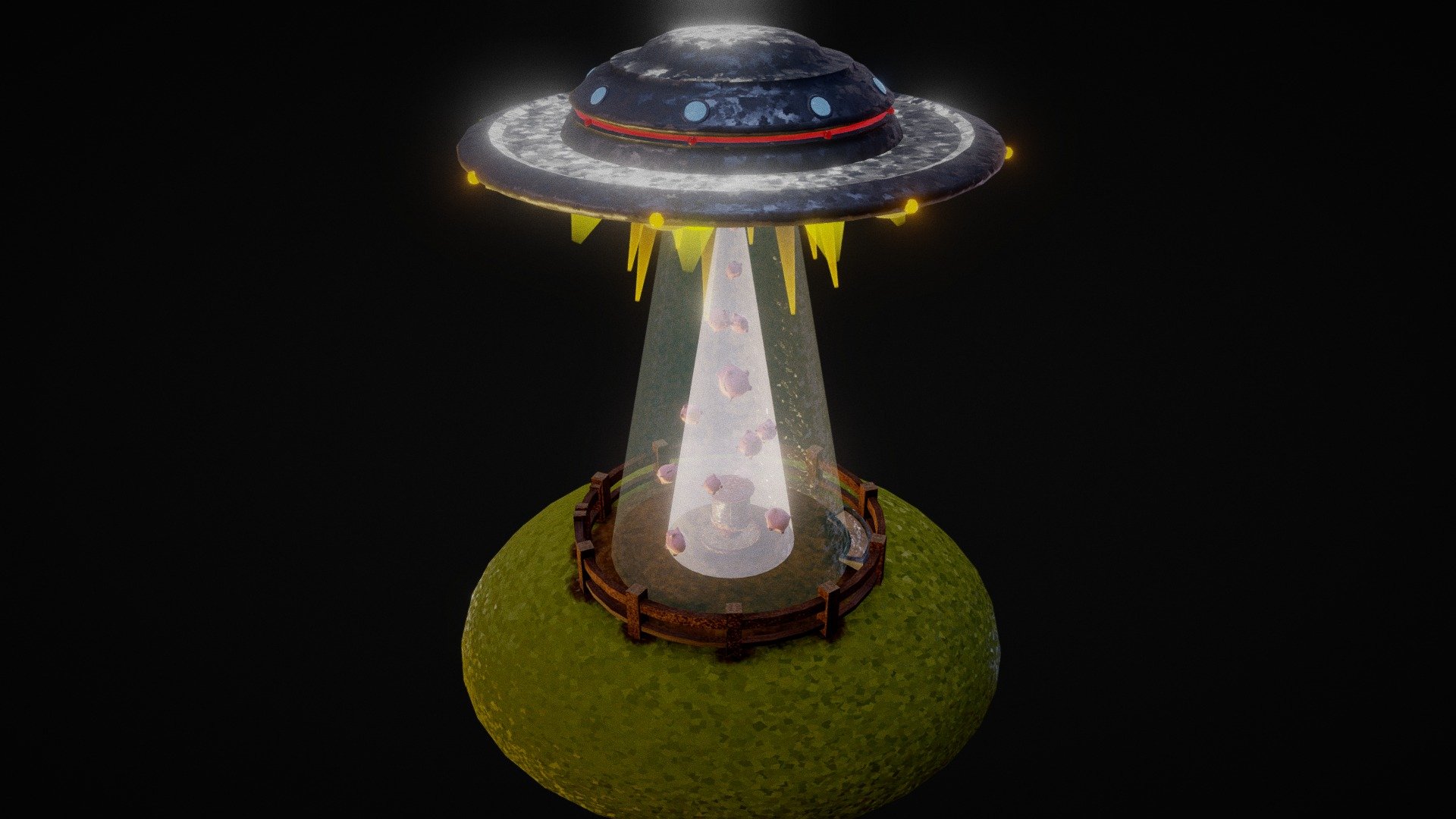 UFO Abduction Pigs made in 3Ds Max and Substance Painter - UFO Abduction Pigs - Download Free 3D model by Korax254 (@Tonifo254) 3d model