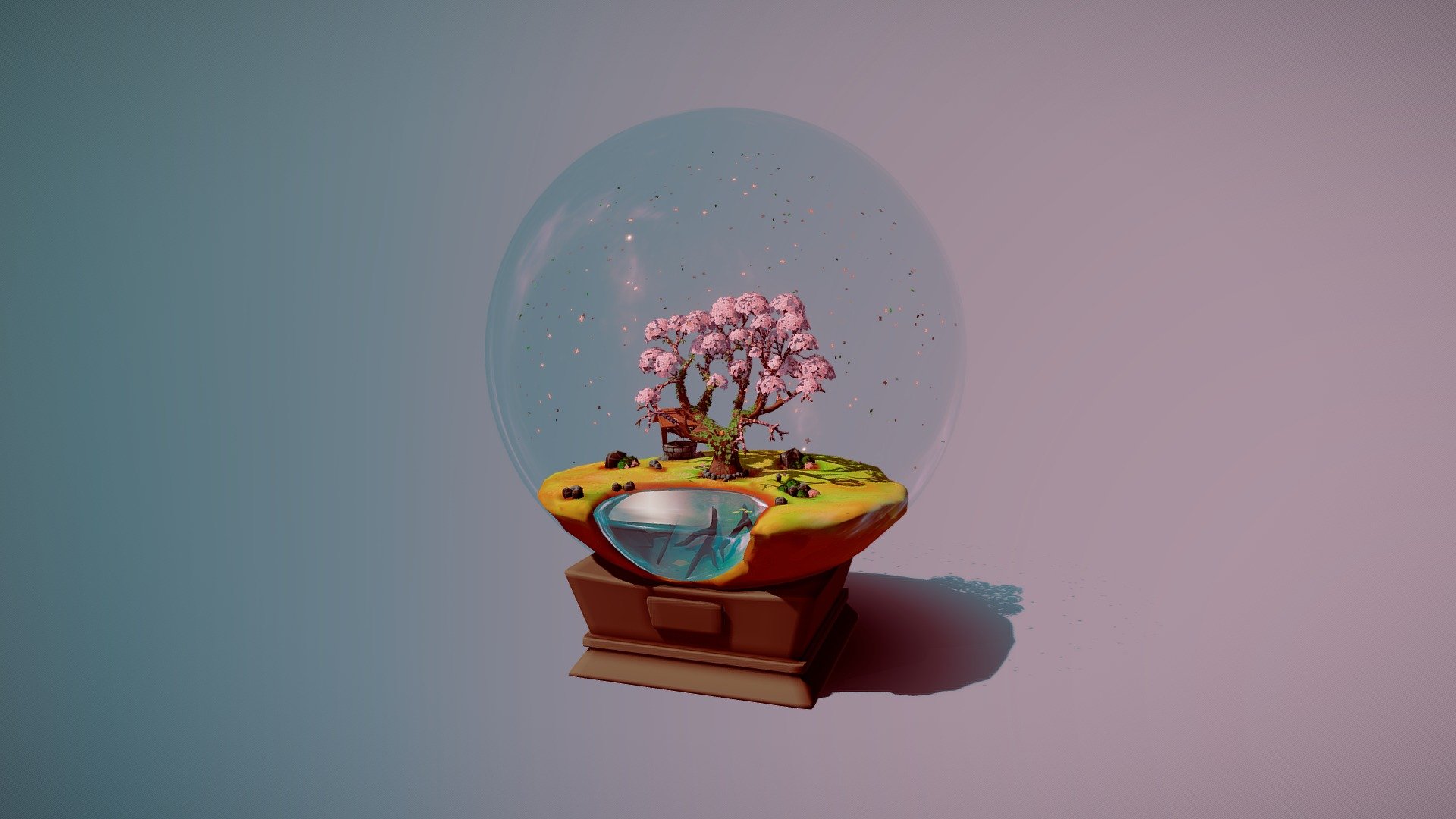 First time enviroment modeling , i wanted to make something cute. made in blender 2.8.  Enjoy! - Fairy-tale Globe - Download Free 3D model by Pelilasdis 3d model