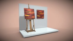 Ways painted, deco, painting, easel, living-room, galerie, decorate, oil-painting, software-service-john-gmbh, low-poly, art, pbr, decoration, interior, oil-paintings, dirk-john