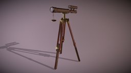 Antique Telescope & Tripod substancepainter, substance