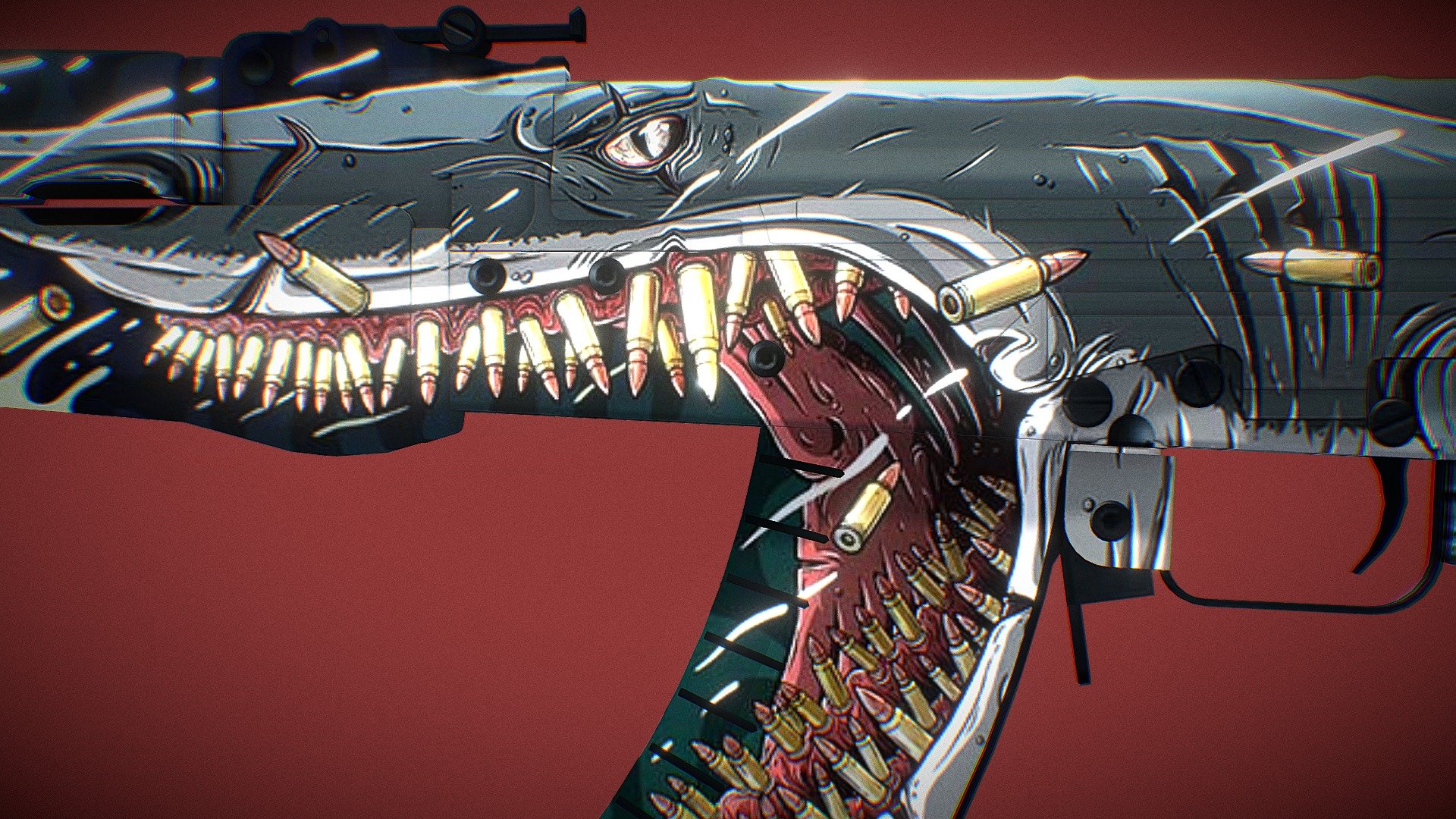 Rework of my AK-47 Shark for CS:GO
https://steamcommunity.com/sharedfiles/filedetails/?id=2009063498

Uploaded in low quality to avoid skin theft.
Original model by Valve Corp 3d model