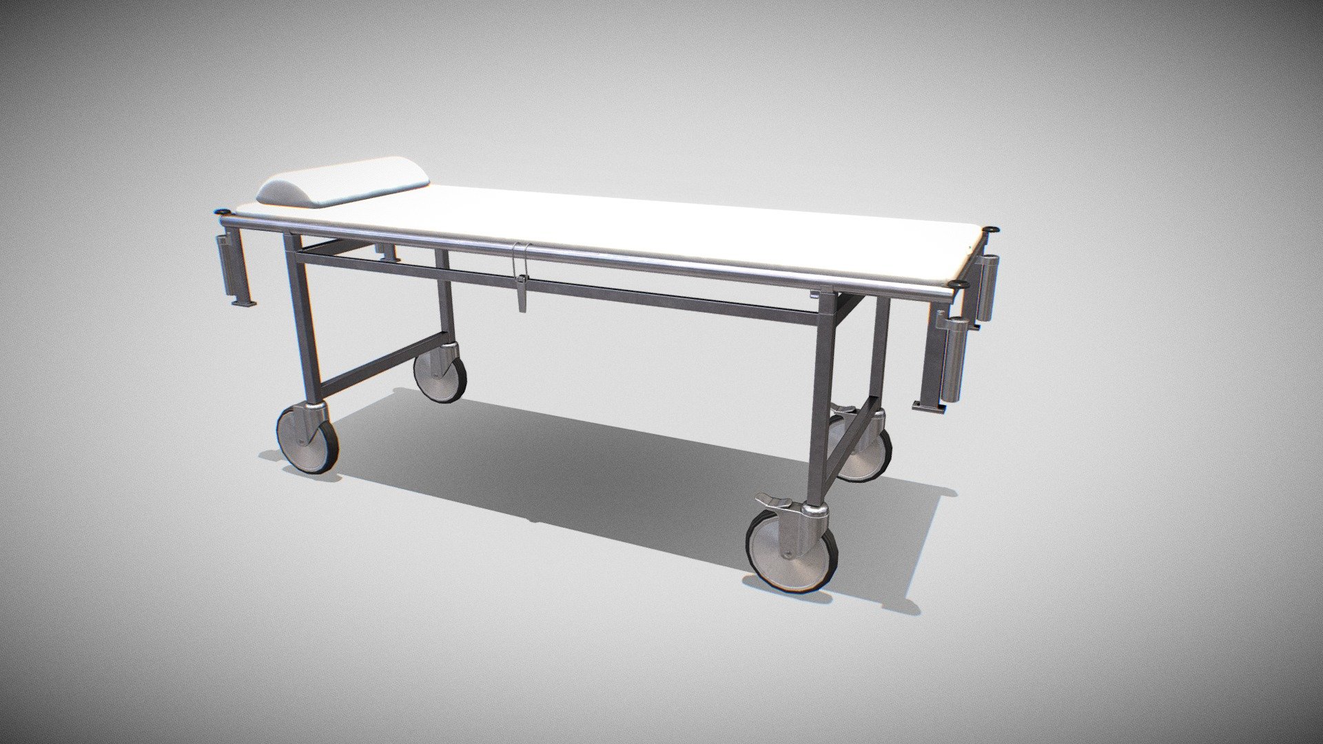 Low-poly PBR _Medical trolley_model intended for game/realtime/background use.
Model was not intended for subdivision. 



Createn in Maya18 and textured SP2 



Modeled in real-world scale - Meters



No special plug-ins necessary to use this product 



Quad/Tris only polygon - 3942 count 



Model is included in 4 file formats 
Include only geometry with uvs, and texture need add manually. 
                -Maya 2018
                -FBX 
                -OBJ 
                -GLB 2k and 4k 



High quality 4096x4096 resolution textures in PNG:

PBR Maps:
-BaseColor, 
-AO, 
-Roughness, 
-Metalness, 
-Normal, 
-Glossiness, 
-Specular. 

+Unity maps (+HDRP maps):
-Diffuse, 
-Normal map, 
-MetallicSmoothness.

+Unreal Engine 4 maps:
-BaseColor, 
-Normal, 
-OcclusionRoughnessMetallic 3d model