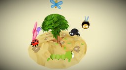 Bugs assets, bug, bee, butterfly, worm, nature, pets, insects, lowpoly, rigged, cheapmodel