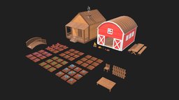 Farm Props Set cute, set, indie, prop, build, farm, indiegame, indiedev, cozy, indiegamedev, metaverse, game, lowpoly, free, building