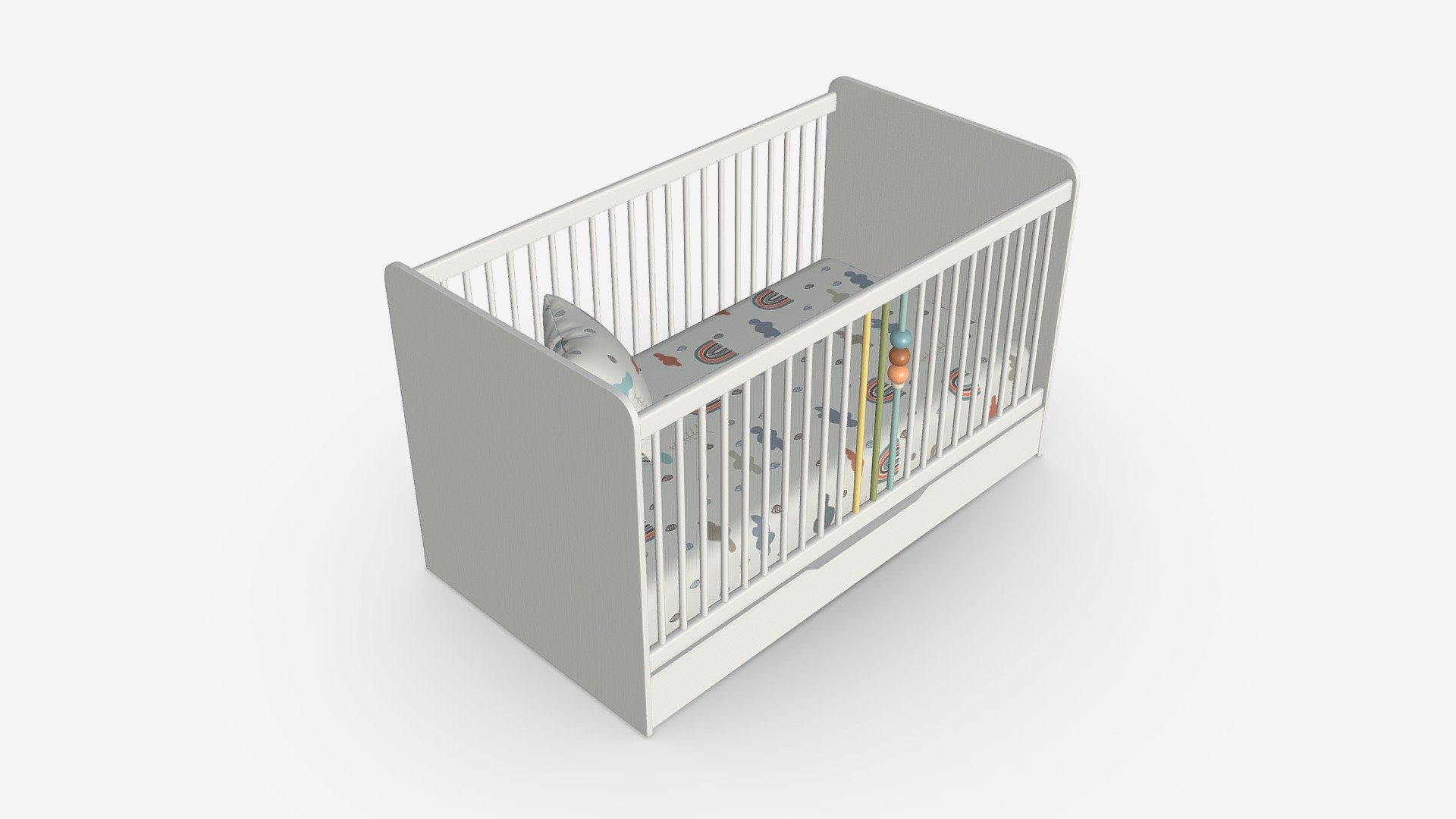 Cilek Montes White Baby Crib - Buy Royalty Free 3D model by HQ3DMOD (@AivisAstics) 3d model
