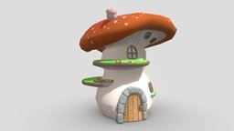 Casa seta alta con plataformas anaranjada FM cute, mushroom, videogame, casa, seta, maya, texture, house, environment