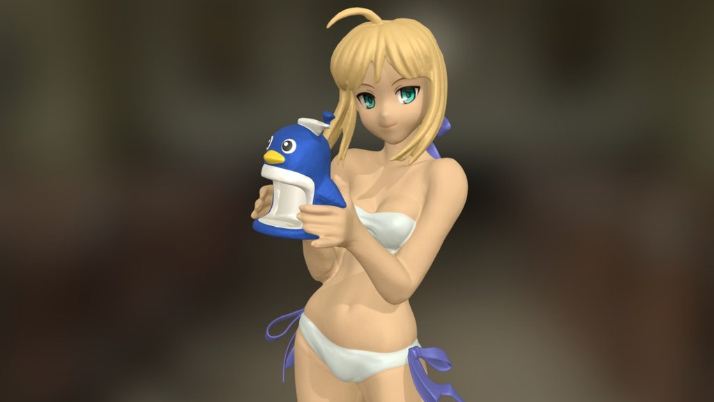 Edited and Colorized from 3D scan data by EinScan-S (medium res) 
Fate/hollow ataraxia - Saber Swimsuit Ver. 1/6 (Release Date: Nov-2006 by Alter)
 - Saber swimsuit 3Dscan&Colorized - 3D model by johnniewhiskey 3d model