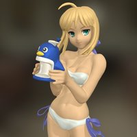 Saber swimsuit 3Dscan&Colorized figure, figurine, saber, moe, swimsuit, einscan-s, fatestay-night, fatestaynight, girl, anime