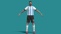 3D Rigged Messi Argentina Worldcup 2022 world, people, argentina, rig, soccer, men, game-ready, worldcup, messi, ronaldo, footballer, character, lowpoly, man, human, cup, person, 2022