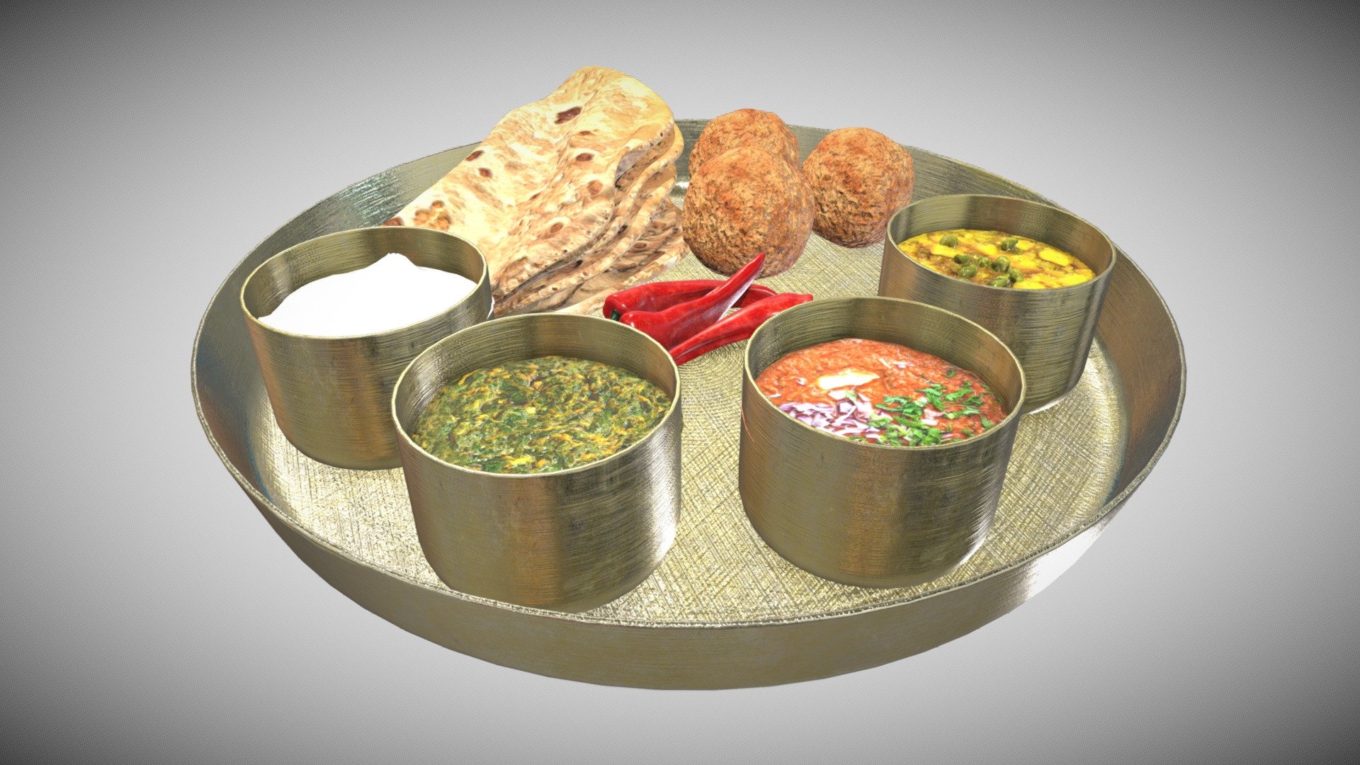 Few Material PBR Metalness

Mainly Quads

Indipendent Objects and Ambient Occlusion - Indian Dish - Roti - Buy Royalty Free 3D model by Francesco Coldesina (@topfrank2013) 3d model