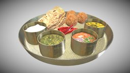 Indian Dish food, dish, india, brass, metal, roti, spices, piatto, chapati, thali