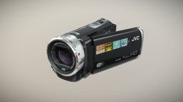 JVC EX310 camcorder cinema, film, hd, make, picture, camera, motion, movie, recorder, held, hand-held, camcorder, videocamera, low-poly, 3d, low, poly, model, digital, video, hand