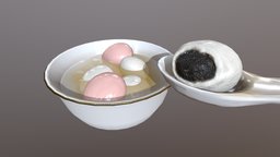 Asia Food Tangyuan taiwan, cg, asia, dinner, breakfast, vr, meal, ar, snack, chinese, sweet, lunch, soup, dumplings, game, pbr, tangyuan