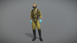 Hazmat Suit nuclear, soldier, hazmat, optimized, radioactive, marvelousdesigner, substancepainter, character, 3d, blender, lowpoly, gameasset, animation, human, male, rigged