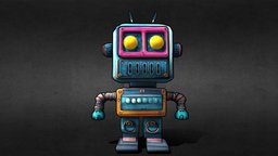 Cute cartoon robot (low-poly, game-ready) cute, droid, game-ready, low-poly, cartoon, game, robot