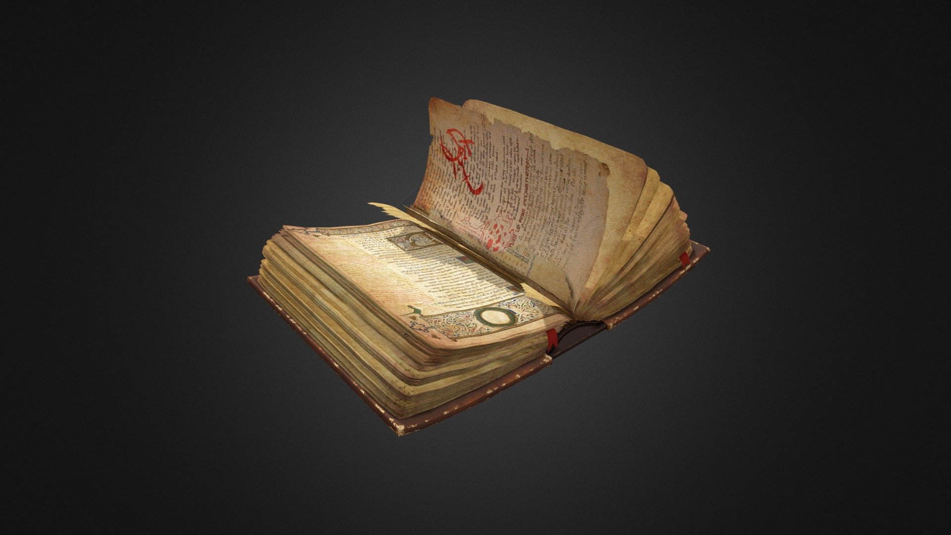 The real time version of the book that I modelled for the project Magic Book. The project can be viewed at: https://amadjunaid.artstation.com/projects/g2xPBm - Old Medieval Book - 3D model by Amad Junaid (@amadjunaid) 3d model