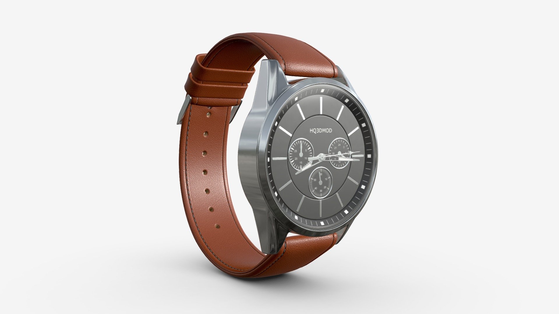 Wristwatch with Leather Strap 03 - Buy Royalty Free 3D model by HQ3DMOD (@AivisAstics) 3d model