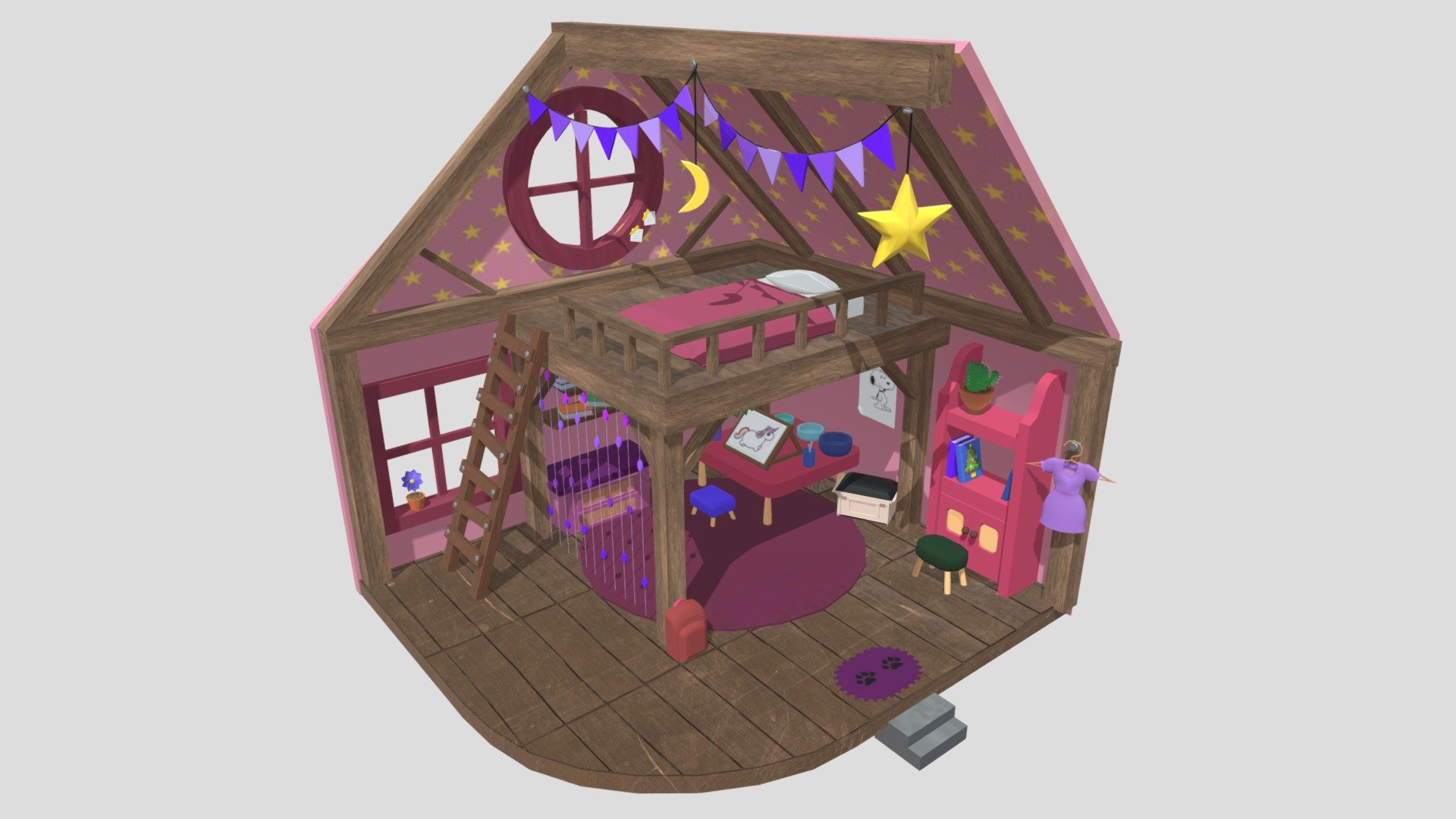 Cartoon Child Room - 3D model by 3DSena 3d model