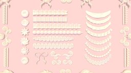 Cream Set 2 food, cute, cake, white, cream, deco, pink, delicious, sweet, kawaii, dessert, lace, ribbon, creamy, asset, stylized, decoration, topping, whipped-cream, pipecream, whippingcream