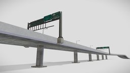 LA Highway Overpass (Low-Poly City-Prop)