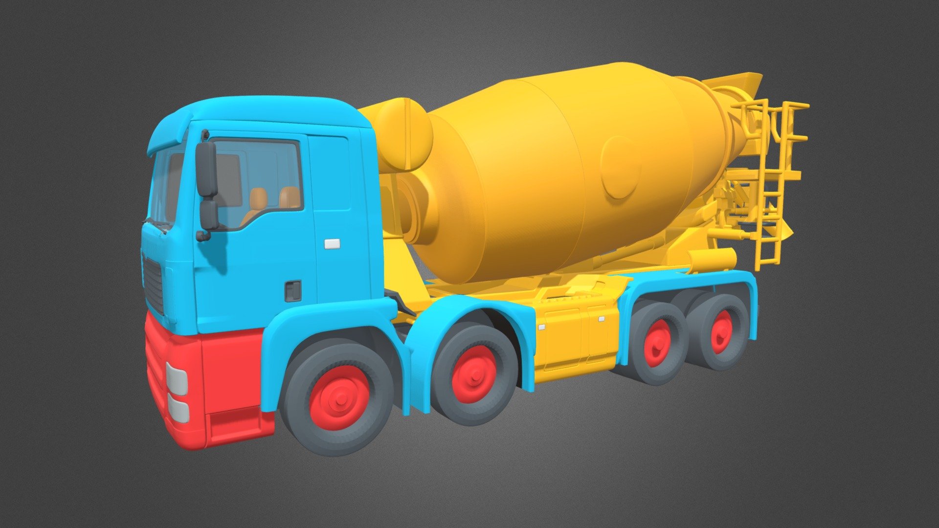 Concrete Mixer Truck
Originally created with 3ds Max 2015 and rendered in Mental Ray

Without Meshsmooth
Poly Count = 92447
Vertex Count = 95887

With Turbosmooth (Itera :1)
Poly Count = 738372
Vertex Count = 376523 - Concrete Mixer Truck - 3D model by nuralam018 3d model