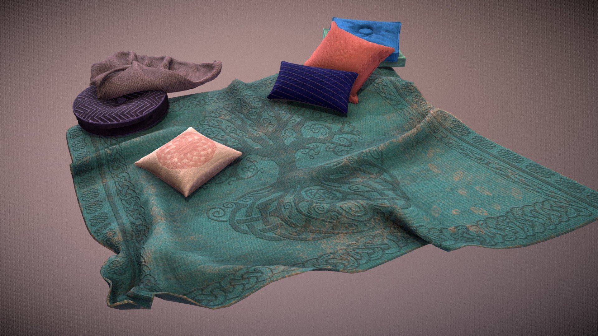 Another set of assets for my diploma project. I worked only with 3dsmax Cloth, which I think does a great job for anything that is props or environment cloth object. It was interesting to experiment with possible deformations. Textured fully in Painter 3d model
