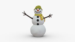 001360 snowman in green hat style, snowman, toy, people, clothes, miniature, realistic, movie, character, 3dprint, model, multics