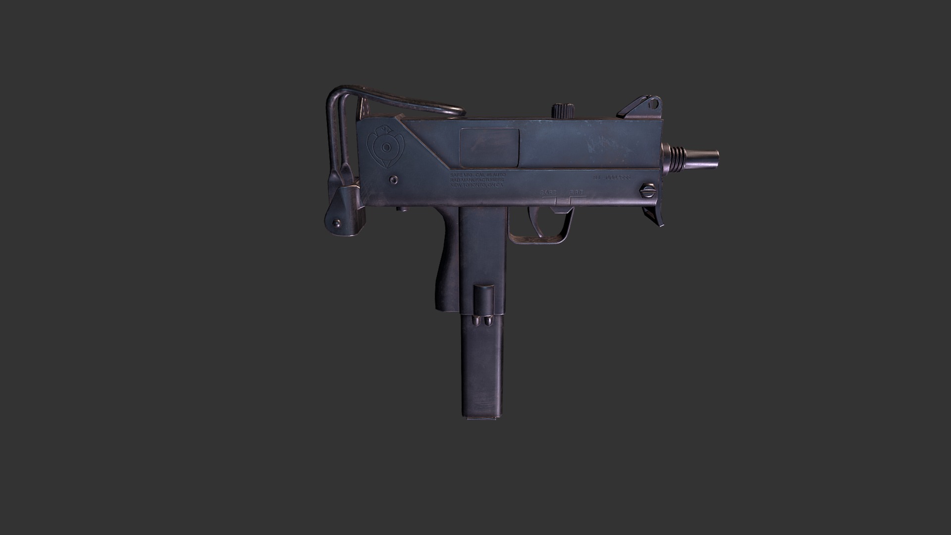 This is a game ready model.
Type: MAC-10 
Features: Fully modeled internals, with bolt mechanism, Trigger, and extendable stock. 
The textures are 4k - so it can be used as a first person view model. this is a great option for someone who wants to build an arsenal for an FPS game, whether prototyping or final product 3d model