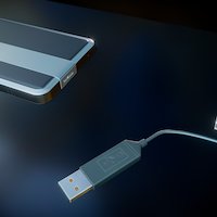 External HDD with USB Cable Animated drive, cable, external-hard-drive, low-poly, blender, animated, rigged