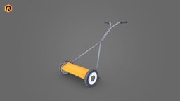 Push Reel Lawn Mower grass, garden, trim, cut, roller, manual, cutter, game-ready, real-time, lawn, mover, low-poly, vehicle, grass-cutter