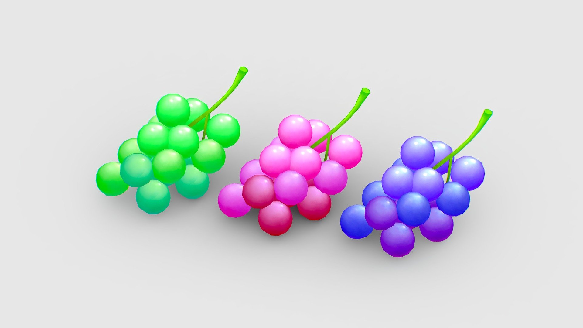 Cartoon grapes - Cartoon grapes - Buy Royalty Free 3D model by ler_cartoon (@lerrrrr) 3d model