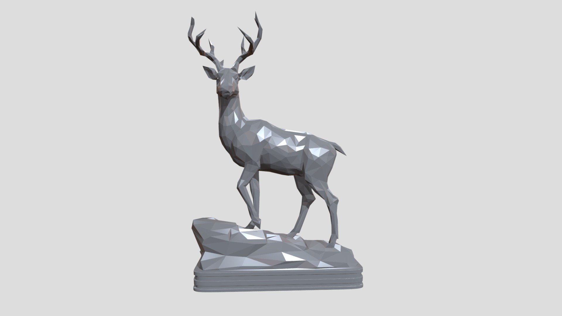 Deer LowPoly High Poly, sculpted in ZBrush 2020. Maybe used for Jewelry design, interiour design, digital visualisation, for the production of illustrations. Default size - 20 cm tall (you can scale it up or down). Ideal for printing 3D
3D Printing
Compositions
Decoration
Motion graphics - Destruction of solids
Etc....
Does not contain UVs Maps
Piece with 20 cm

Does not contain lighting
I hope it will be useful in your project !
Thank you for visiting my models !! - Deer  LowPoly - Buy Royalty Free 3D model by aleexstudios 3d model