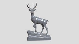 Deer  LowPoly deer, miniature, decor, statue, animal, decoration, sculpture